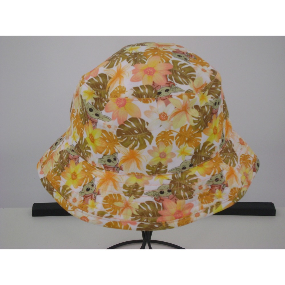 Star Wars Grogu Reversible Bucket Hat Tropical Floral Baby Yoda Orange Y2K